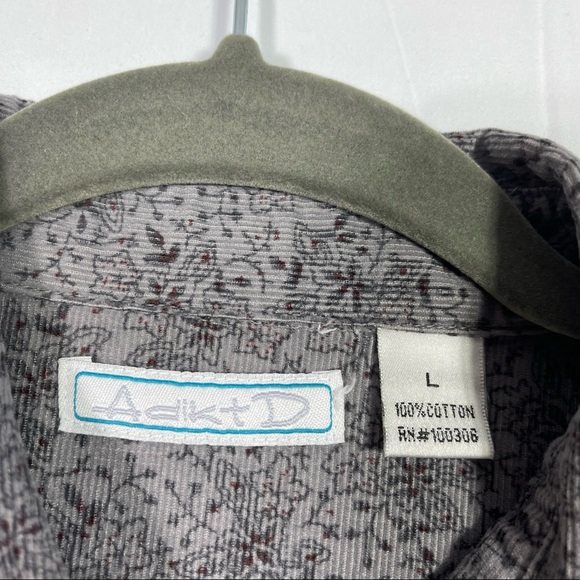 Adiktd Patterned Corduroy Western Shirt, Black Snaps, Size Large. Excellent cond - Picture 4 of 7
